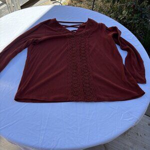 Maurices Womens Top Size XXL Copper Long Sleeve Boho Casual V-neck‎